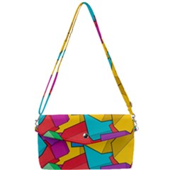 Abstract Cube Colorful  3d Square Pattern Removable Strap Clutch Bag by Cemarart