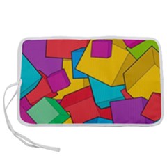 Abstract Cube Colorful  3d Square Pattern Pen Storage Case (s) by Cemarart