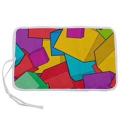 Abstract Cube Colorful  3d Square Pattern Pen Storage Case (m) by Cemarart