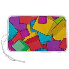 Abstract Cube Colorful  3d Square Pattern Pen Storage Case (l) by Cemarart