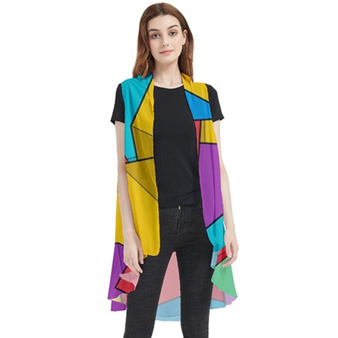 Abstract Cube Colorful  3d Square Pattern Sleeveless Chiffon Waistcoat Shirt by Cemarart