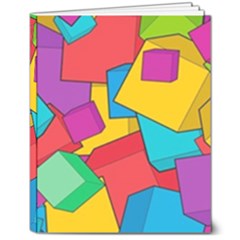 Abstract Cube Colorful  3d Square Pattern 8  X 10  Hardcover Notebook by Cemarart