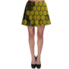 Yellow Hexagons 3d Art Honeycomb Hexagon Pattern Skater Skirt by Cemarart