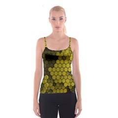 Yellow Hexagons 3d Art Honeycomb Hexagon Pattern Spaghetti Strap Top by Cemarart