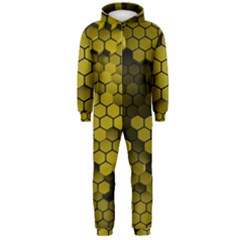 Yellow Hexagons 3d Art Honeycomb Hexagon Pattern Hooded Jumpsuit (men)