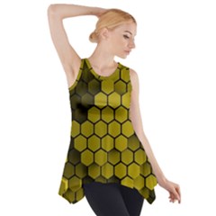 Yellow Hexagons 3d Art Honeycomb Hexagon Pattern Side Drop Tank Tunic by Cemarart