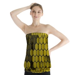 Yellow Hexagons 3d Art Honeycomb Hexagon Pattern Strapless Top by Cemarart