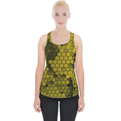 Yellow Hexagons 3d Art Honeycomb Hexagon Pattern Piece Up Tank Top by Cemarart