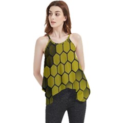 Yellow Hexagons 3d Art Honeycomb Hexagon Pattern Flowy Camisole Tank Top by Cemarart