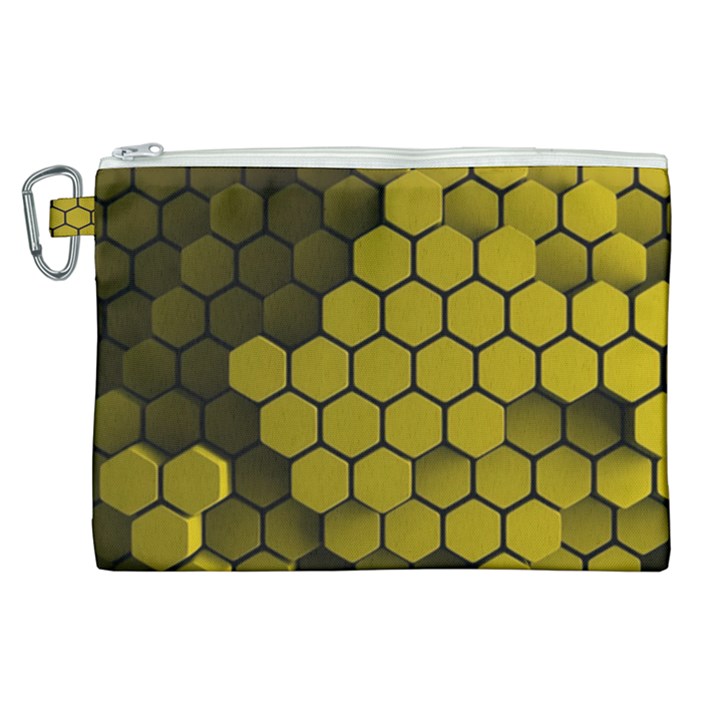 Yellow Hexagons 3d Art Honeycomb Hexagon Pattern Canvas Cosmetic Bag (XL)