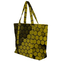 Yellow Hexagons 3d Art Honeycomb Hexagon Pattern Zip Up Canvas Bag by Cemarart