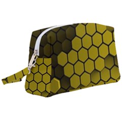 Yellow Hexagons 3d Art Honeycomb Hexagon Pattern Wristlet Pouch Bag (large) by Cemarart