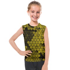 Yellow Hexagons 3d Art Honeycomb Hexagon Pattern Kids  Mesh Tank Top by Cemarart