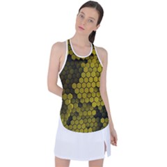 Yellow Hexagons 3d Art Honeycomb Hexagon Pattern Racer Back Mesh Tank Top by Cemarart