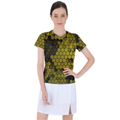 Yellow Hexagons 3d Art Honeycomb Hexagon Pattern Women s Sports Top by Cemarart