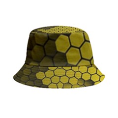 Yellow Hexagons 3d Art Honeycomb Hexagon Pattern Inside Out Bucket Hat by Cemarart