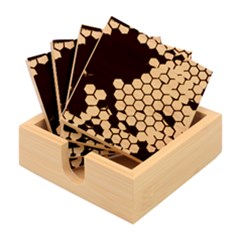 Yellow Hexagons 3d Art Honeycomb Hexagon Pattern Bamboo Coaster Set by Cemarart