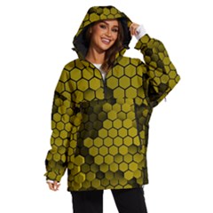 Yellow Hexagons 3d Art Honeycomb Hexagon Pattern Women s Ski And Snowboard Waterproof Breathable Jacket