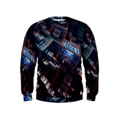 Fractal Cube 3d Art Nightmare Abstract Kids  Sweatshirt by Cemarart