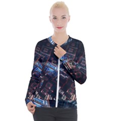 Fractal Cube 3d Art Nightmare Abstract Casual Zip Up Jacket by Cemarart