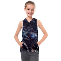 Fractal Cube 3d Art Nightmare Abstract Kids  Sleeveless Hoodie by Cemarart