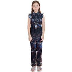 Fractal Cube 3d Art Nightmare Abstract Kids  Sleeveless Ruffle Edge Band Collar Chiffon One Piece by Cemarart