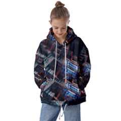 Fractal Cube 3d Art Nightmare Abstract Kids  Oversized Hoodie by Cemarart