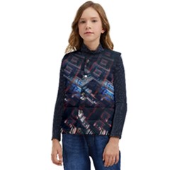 Fractal Cube 3d Art Nightmare Abstract Kid s Button Up Puffer Vest	 by Cemarart