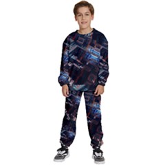 Fractal Cube 3d Art Nightmare Abstract Kids  Sweatshirt Set by Cemarart