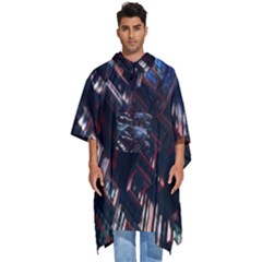 Fractal Cube 3d Art Nightmare Abstract Men s Hooded Rain Ponchos by Cemarart