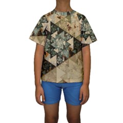 Triangle Geometry Colorful Fractal Pattern Kids  Short Sleeve Swimwear by Cemarart