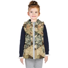 Triangle Geometry Colorful Fractal Pattern Kids  Hooded Puffer Vest by Cemarart