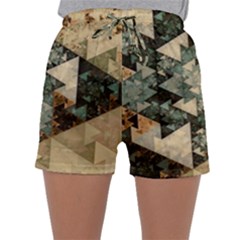 Triangle Geometry Colorful Fractal Pattern Sleepwear Shorts by Cemarart