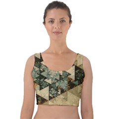 Triangle Geometry Colorful Fractal Pattern Velvet Crop Top by Cemarart