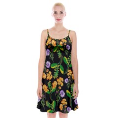 Flowers Pattern Art Floral Texture Spaghetti Strap Velvet Dress by Cemarart