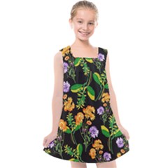 Flowers Pattern Art Floral Texture Kids  Cross Back Dress by Cemarart