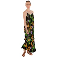 Flowers Pattern Art Floral Texture Cami Maxi Ruffle Chiffon Dress by Cemarart