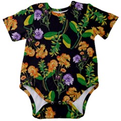 Flowers Pattern Art Floral Texture Baby Short Sleeve Bodysuit by Cemarart