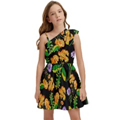 Flowers Pattern Art Floral Texture Kids  One Shoulder Party Dress by Cemarart