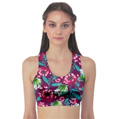 Flowers Pattern Art Texture Floral Fitness Sports Bra by Cemarart