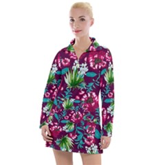 Flowers Pattern Art Texture Floral Women s Long Sleeve Casual Dress by Cemarart