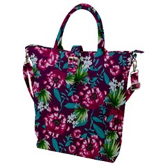 Flowers Pattern Art Texture Floral Buckle Top Tote Bag by Cemarart