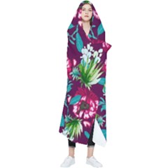 Flowers Pattern Art Texture Floral Wearable Blanket by Cemarart