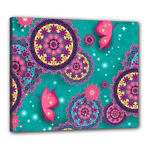 Floral Pattern Abstract Colorful Flow Oriental Spring Summer Canvas 24  X 20  (stretched) by Cemarart