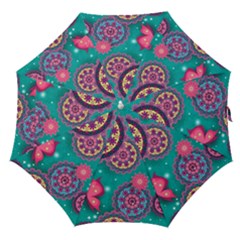 Floral Pattern Abstract Colorful Flow Oriental Spring Summer Straight Umbrellas by Cemarart