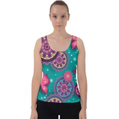 Floral Pattern Abstract Colorful Flow Oriental Spring Summer Velvet Tank Top by Cemarart