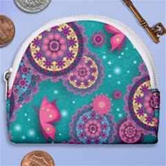 Floral Pattern Abstract Colorful Flow Oriental Spring Summer Horseshoe Style Canvas Pouch by Cemarart