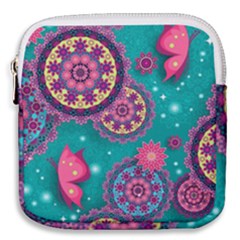 Floral Pattern Abstract Colorful Flow Oriental Spring Summer Mini Square Pouch by Cemarart