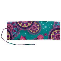 Floral Pattern Abstract Colorful Flow Oriental Spring Summer Roll Up Canvas Pencil Holder (m) by Cemarart