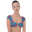 Floral Pattern Abstract Colorful Flow Oriental Spring Summer Cap Sleeve Ring Bikini Top View1